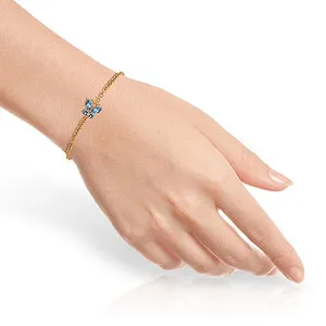 0.6 Carat 14K Solid Rose Gold Butterfly Bracelet Blue Topaz