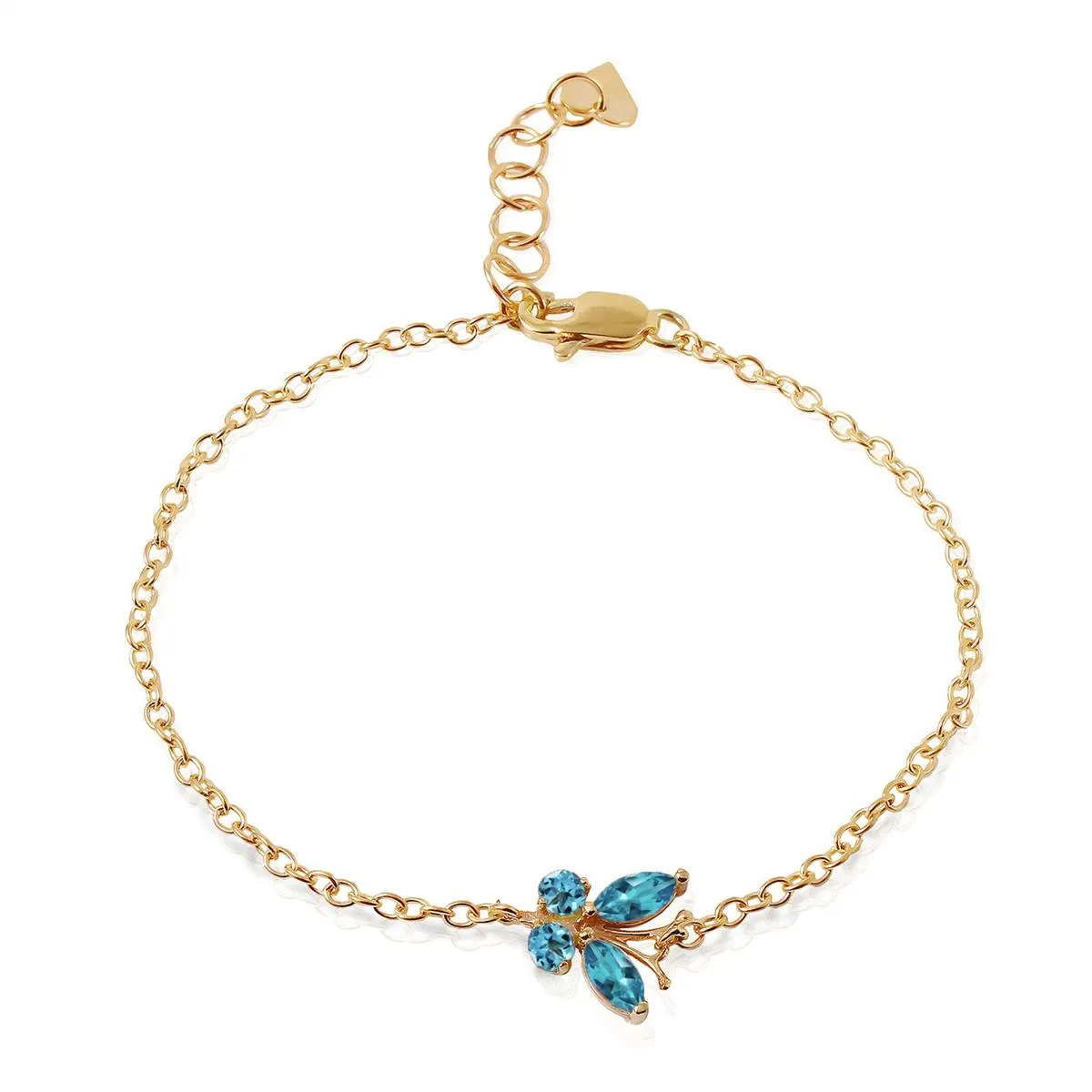 0.6 Carat 14K Solid Yellow Gold Flutter Blue Topaz Bracelet