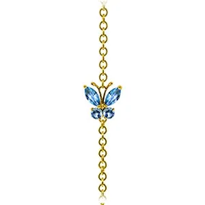 0.6 Carat 14K Solid Yellow Gold Flutter Blue Topaz Bracelet