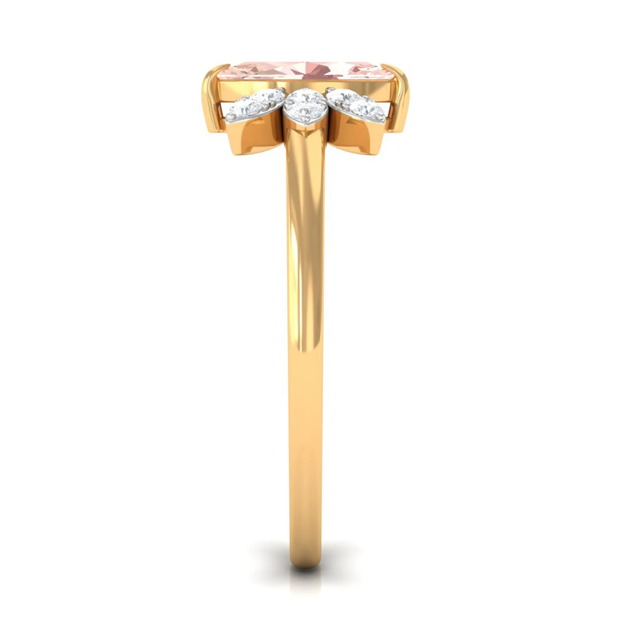 1 Ct Marquise Morganite and Diamond Engagement Ring