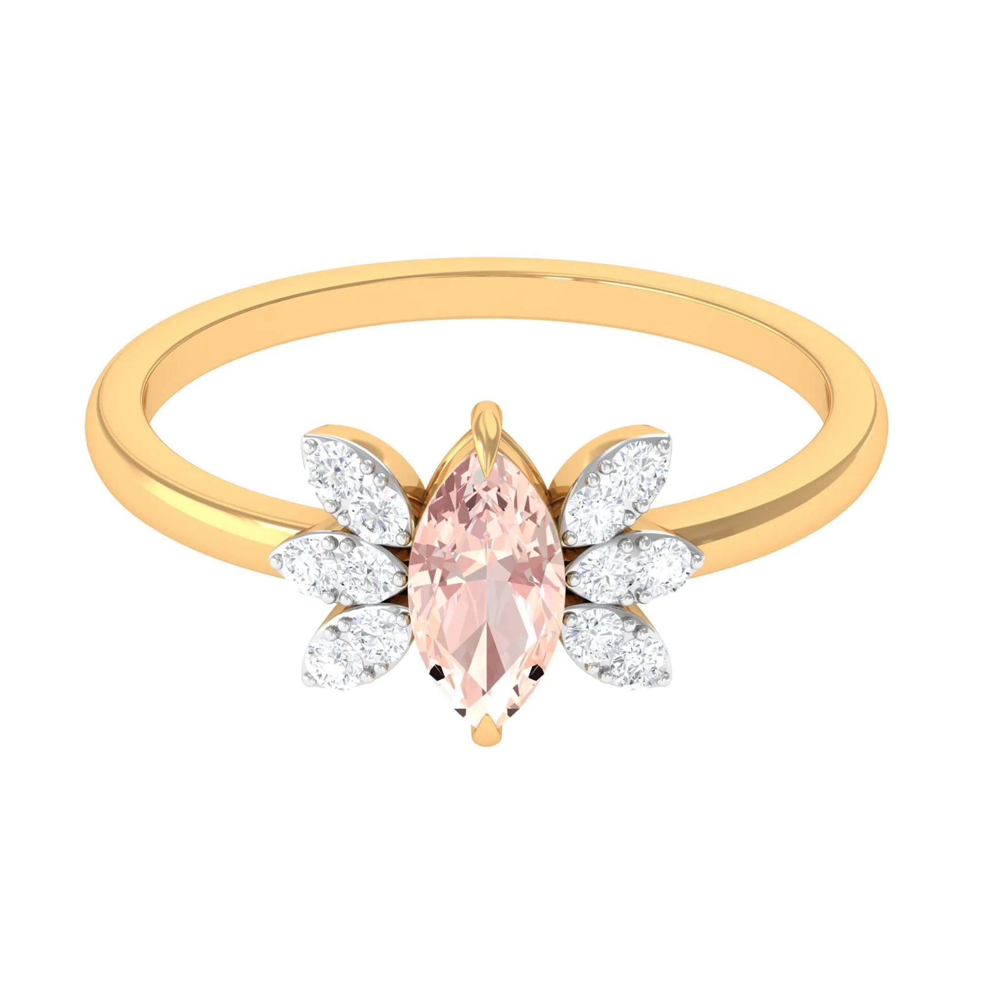 1 Ct Marquise Morganite and Diamond Engagement Ring