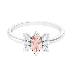 1 Ct Marquise Morganite and Diamond Engagement Ring