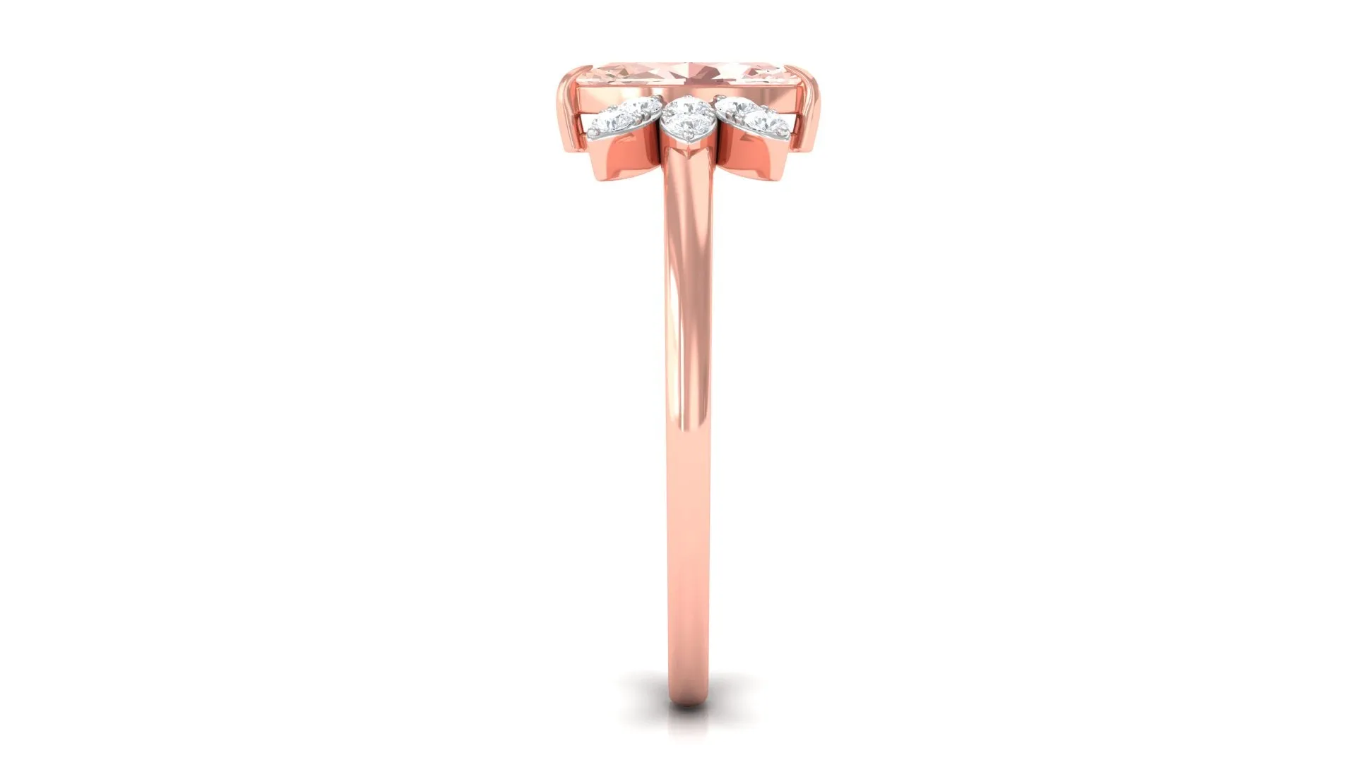 1 Ct Marquise Morganite and Diamond Engagement Ring