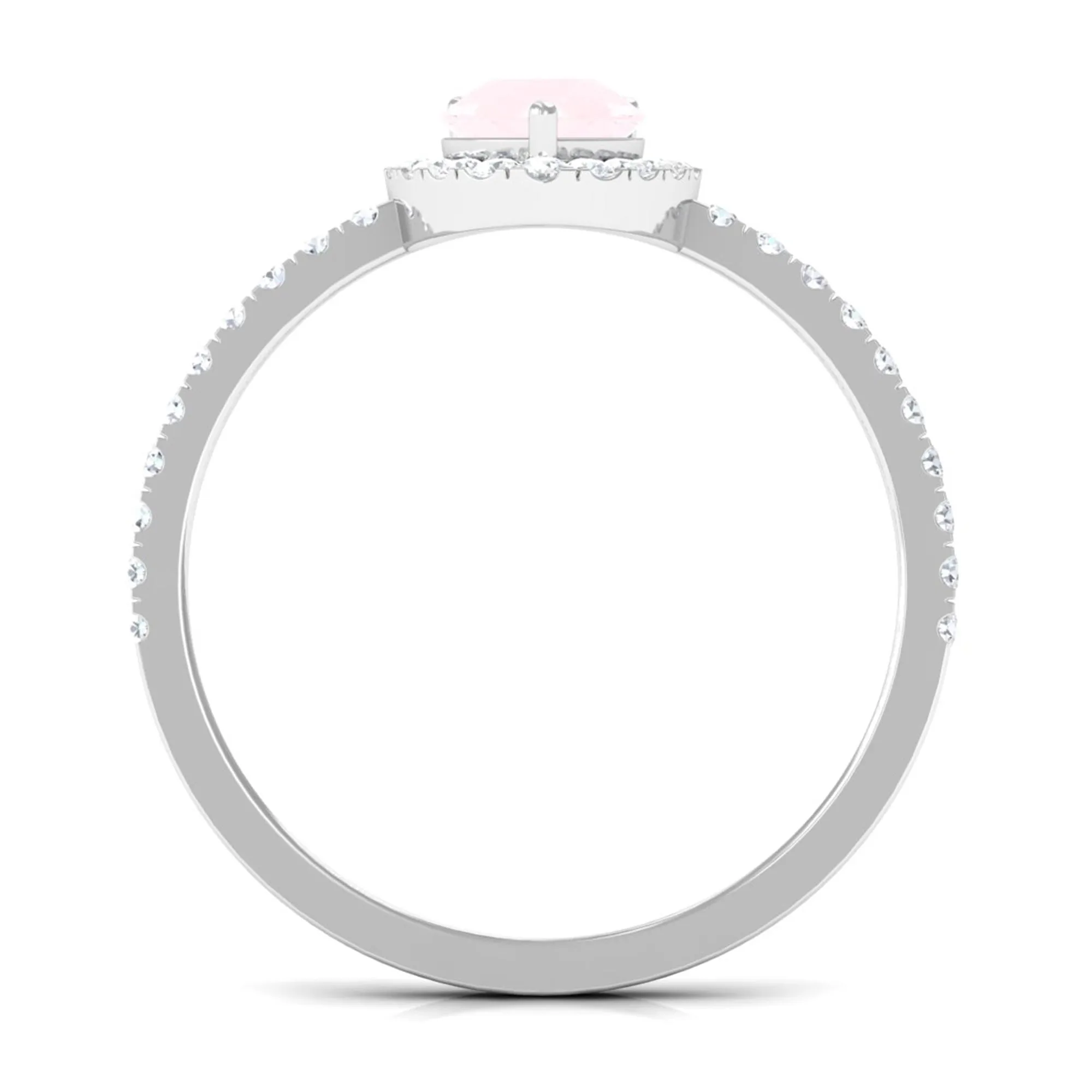 1 CT Minimal Rose Quartz Engagement Ring with Diamond Accent