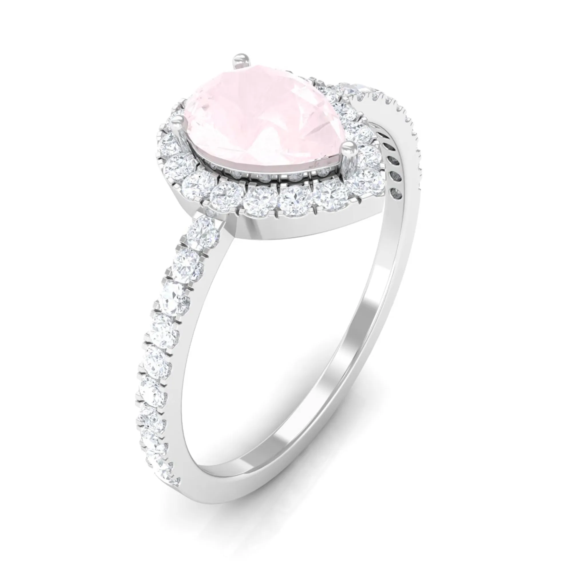 1 CT Minimal Rose Quartz Engagement Ring with Diamond Accent