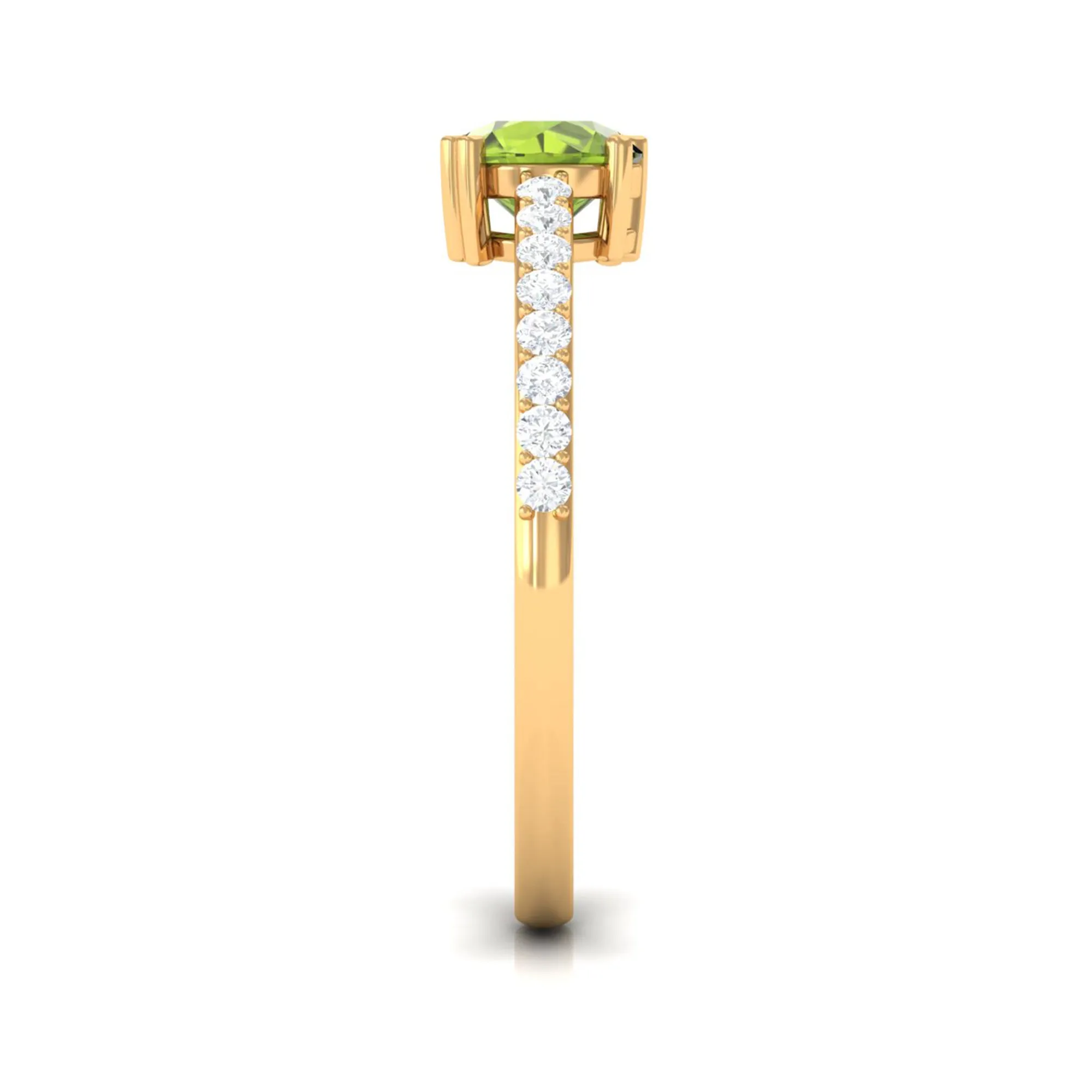 1 CT Peridot Solitaire Promise Ring with Diamond Accent