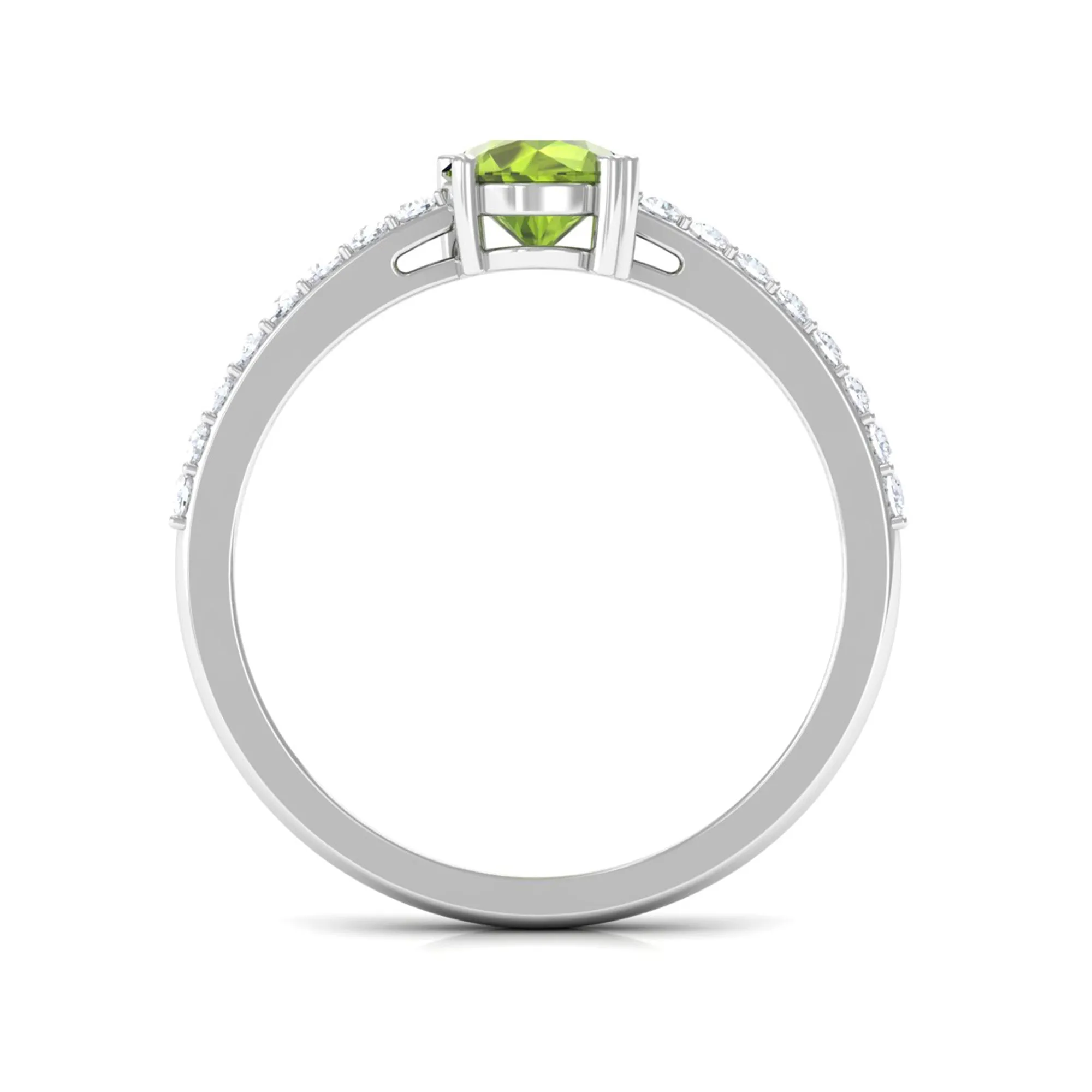 1 CT Peridot Solitaire Promise Ring with Diamond Accent