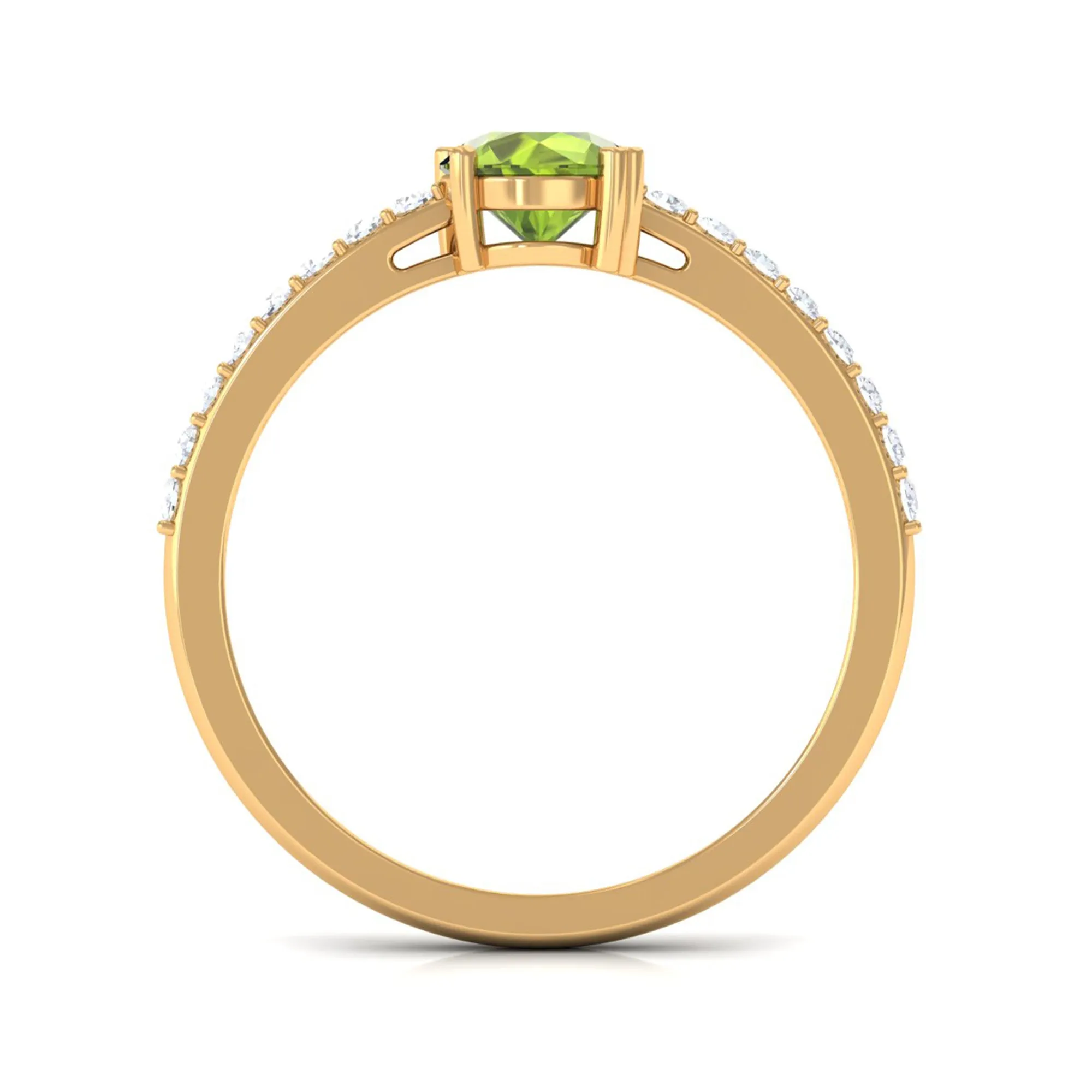 1 CT Peridot Solitaire Promise Ring with Diamond Accent