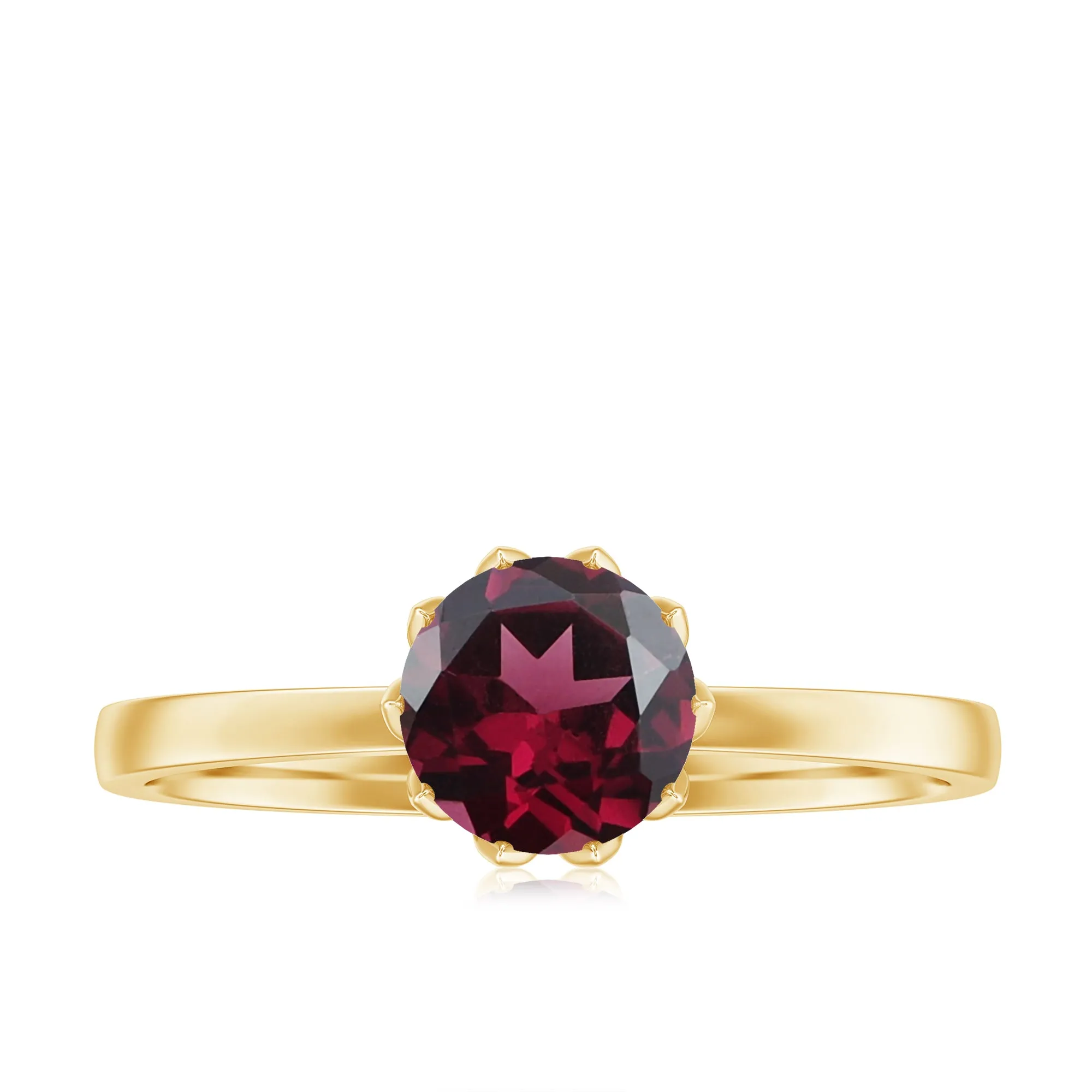 1 CT Real Rhodolite Solitaire Ring in Lotus Basket Setting