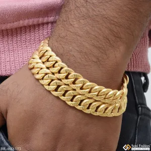 1 Gram Gold Plated Distinctive Design Best Quality Bracelet for Men - Style D153