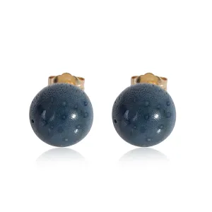 10 mm Blue Stone Stud Earrings in 14k Yellow Gold