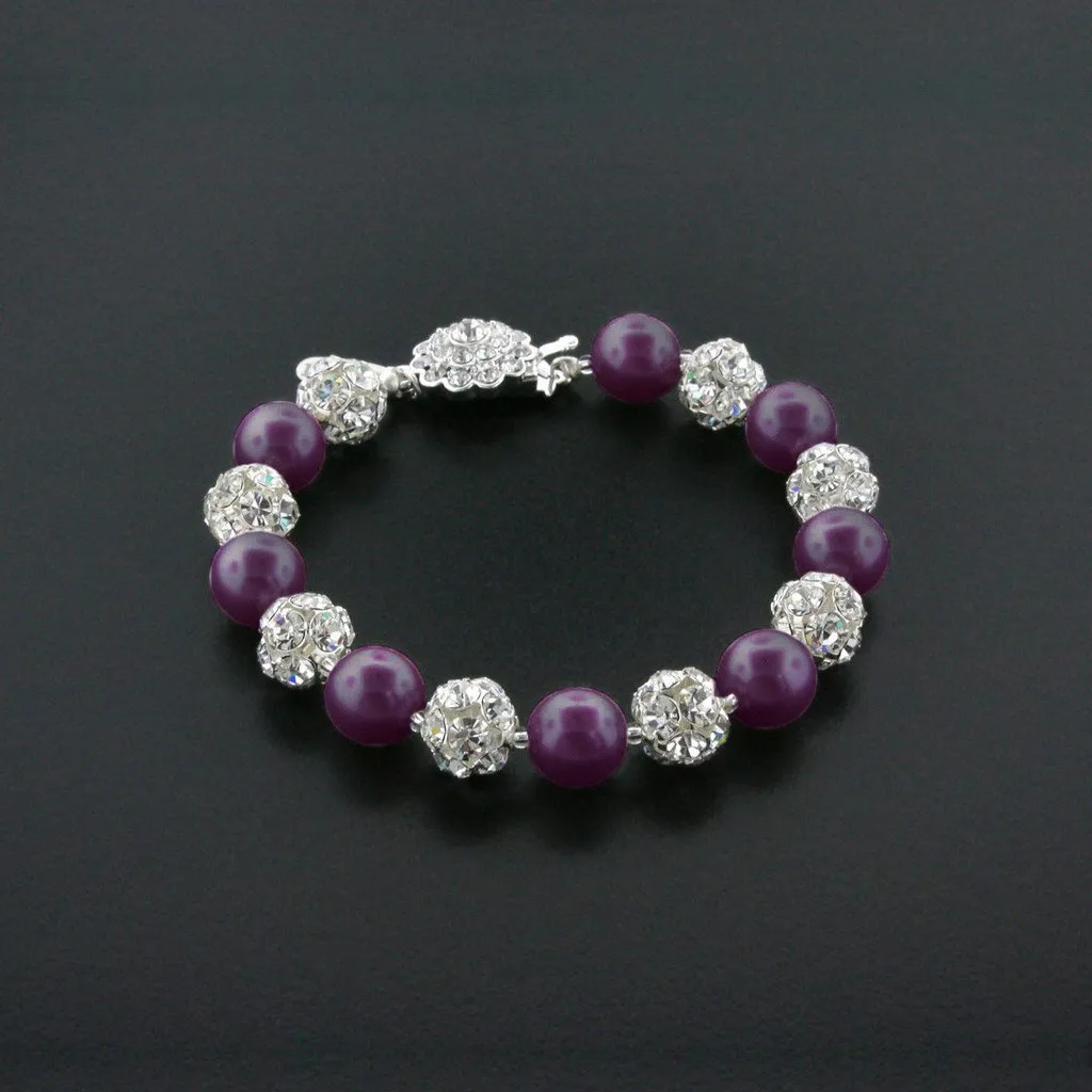 10mm Pearl & Rhinestone Bead Bracelet