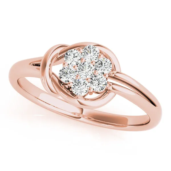 14K Fashion Cluster Love Knot Ring