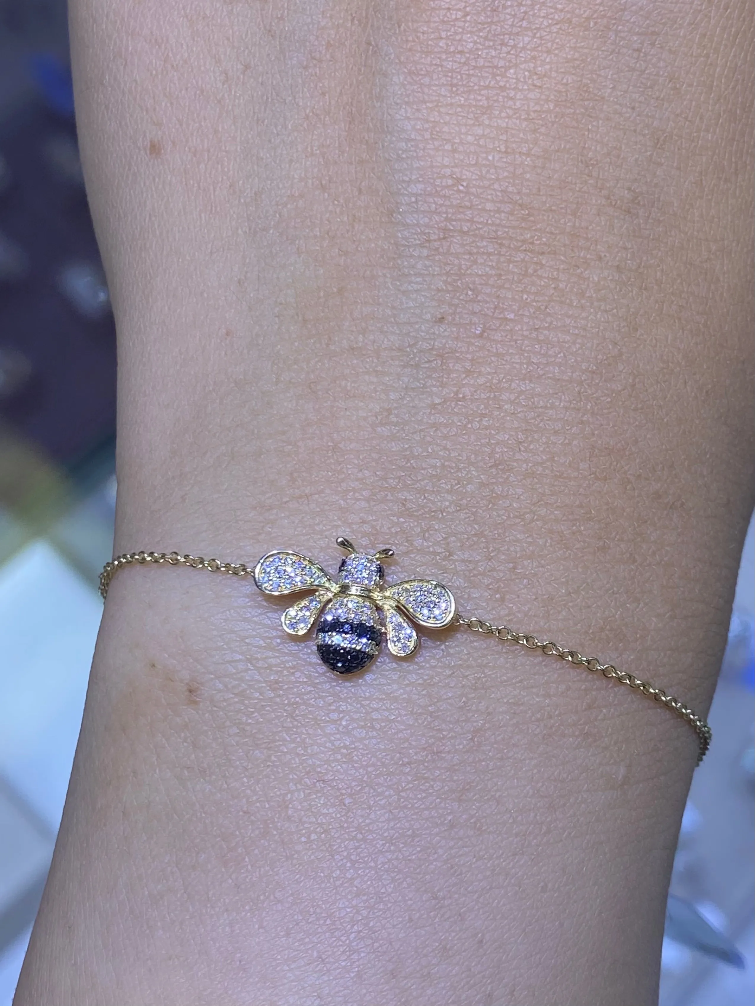 14K Gold Bumblebee Diamond Bracelet