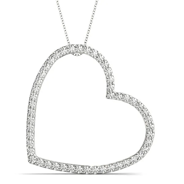 14K Heart Slant Diamond Necklace / Pendant