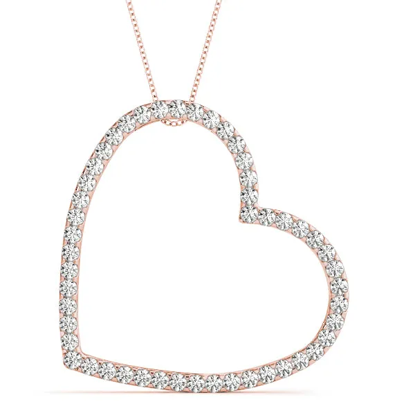 14K Heart Slant Diamond Necklace / Pendant