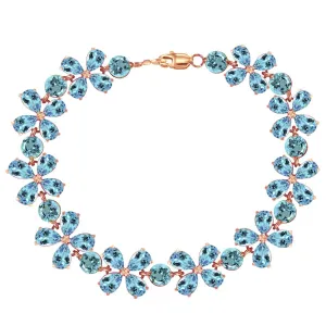 14K Solid Rose Gold Bracelets w/ Natural Blue Topaz