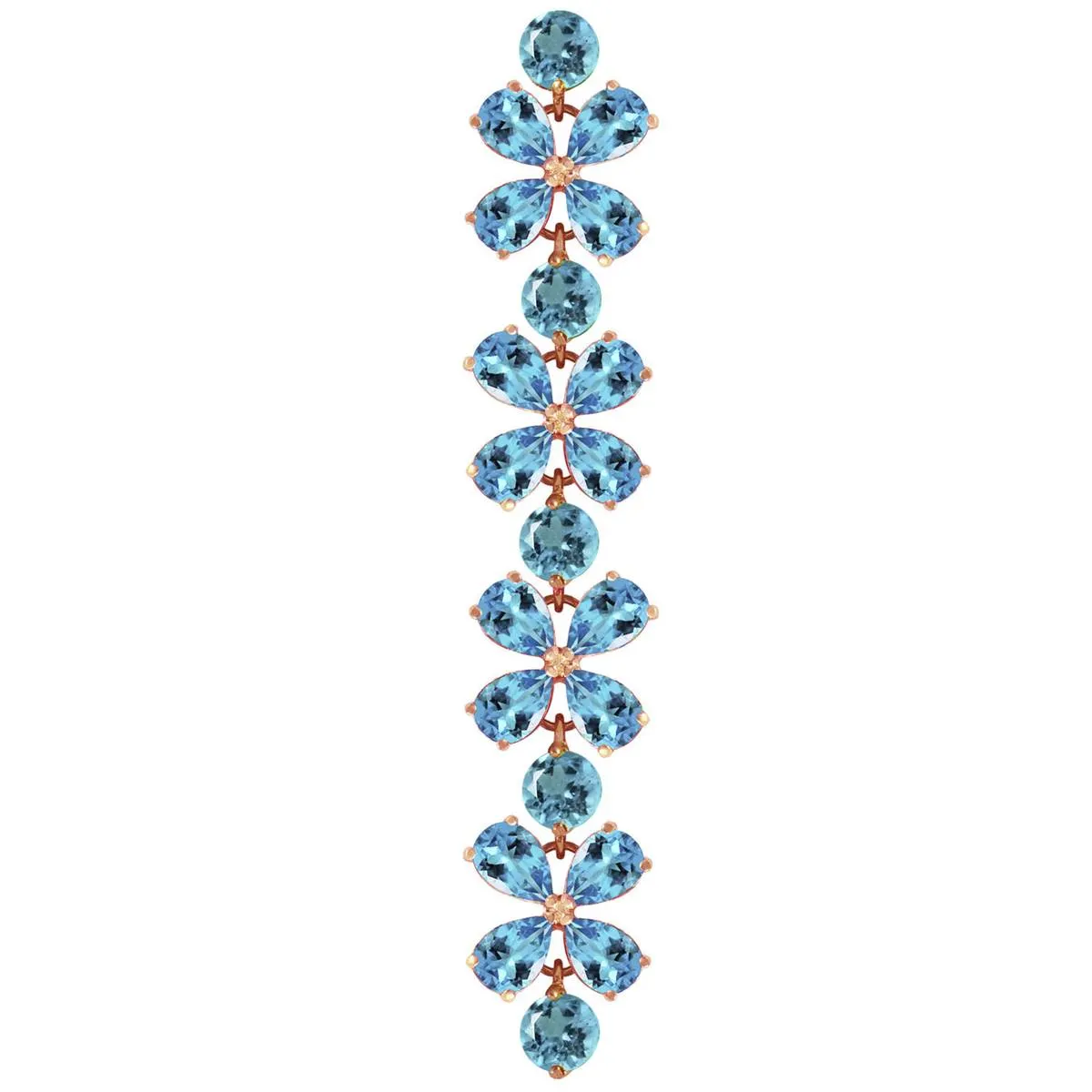 14K Solid Rose Gold Bracelets w/ Natural Blue Topaz