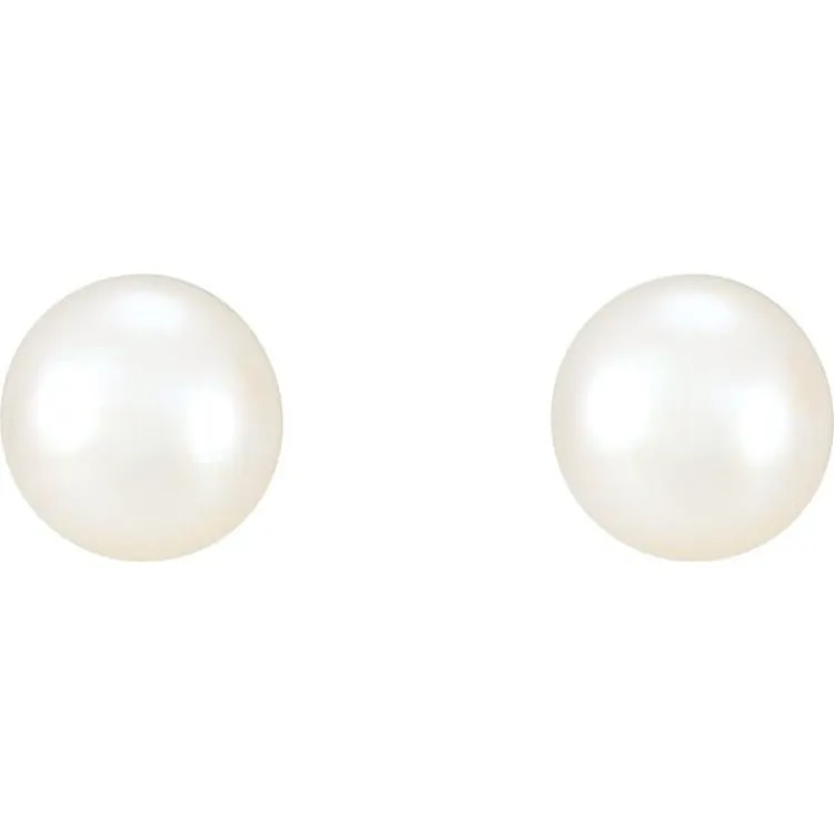 14K White 7-7.5 mm Cultured White Freshwater Pearl Earrings