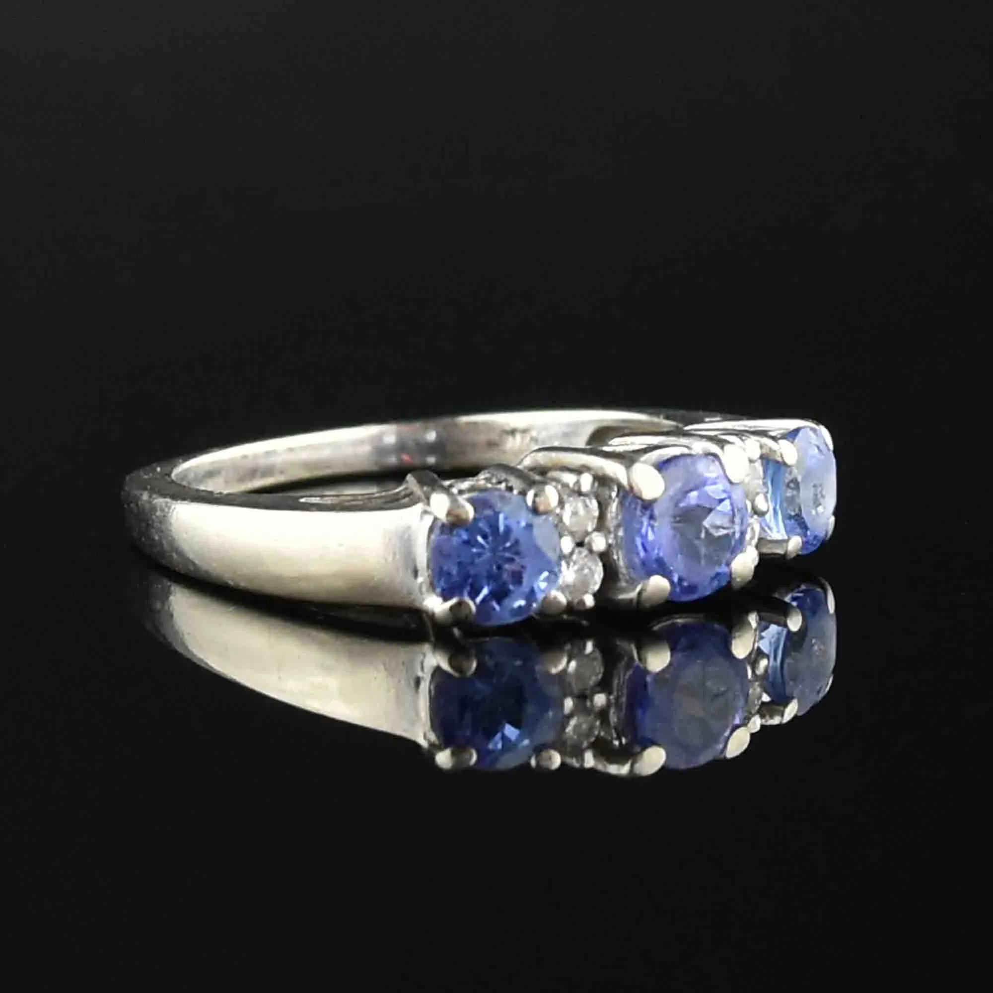 14K White Gold Diamond Tanzanite Band Ring