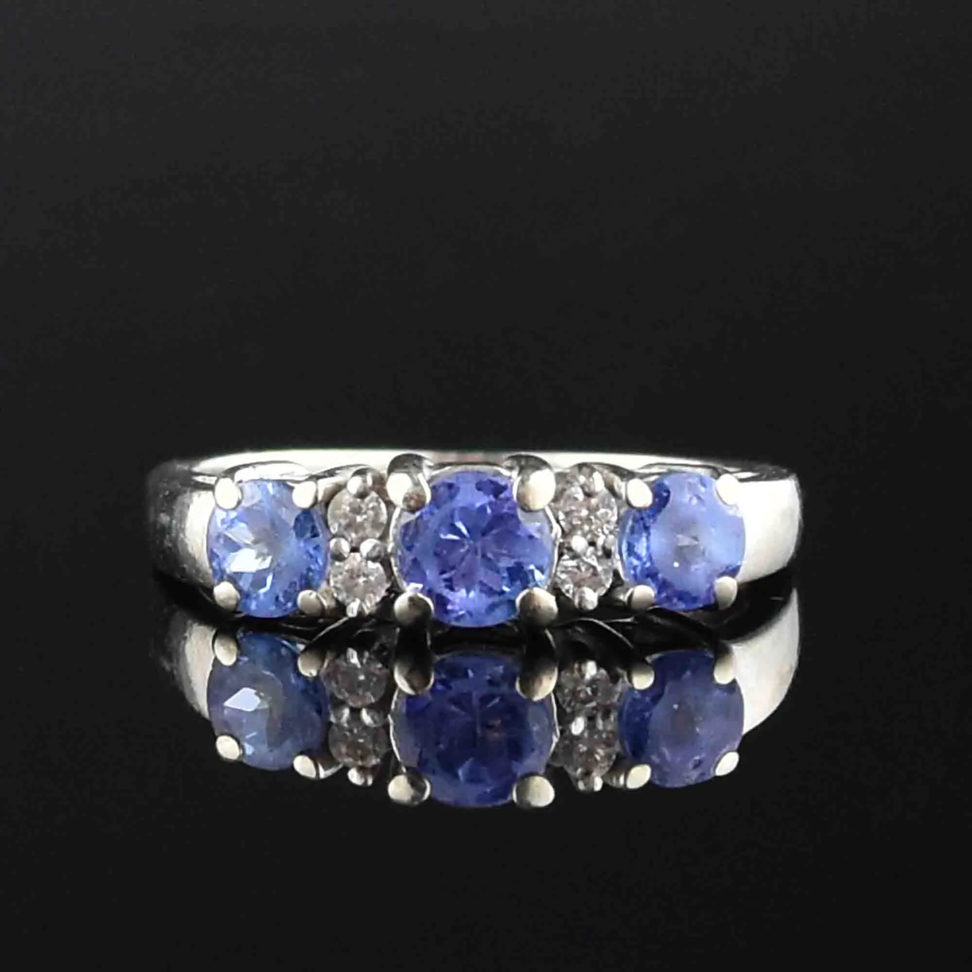 14K White Gold Diamond Tanzanite Band Ring