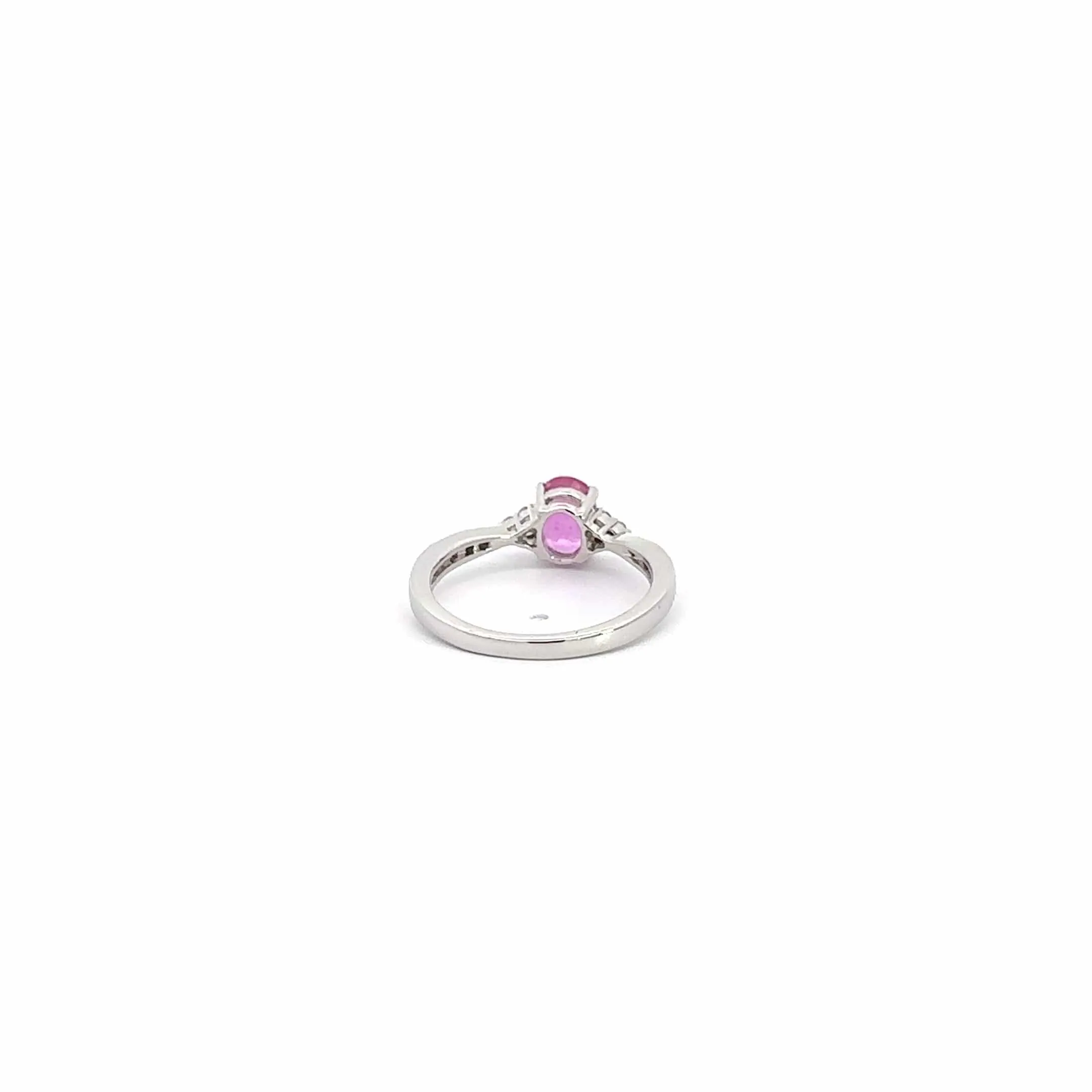 14k White Gold Natural Pink Sapphire Ring with Diamonds