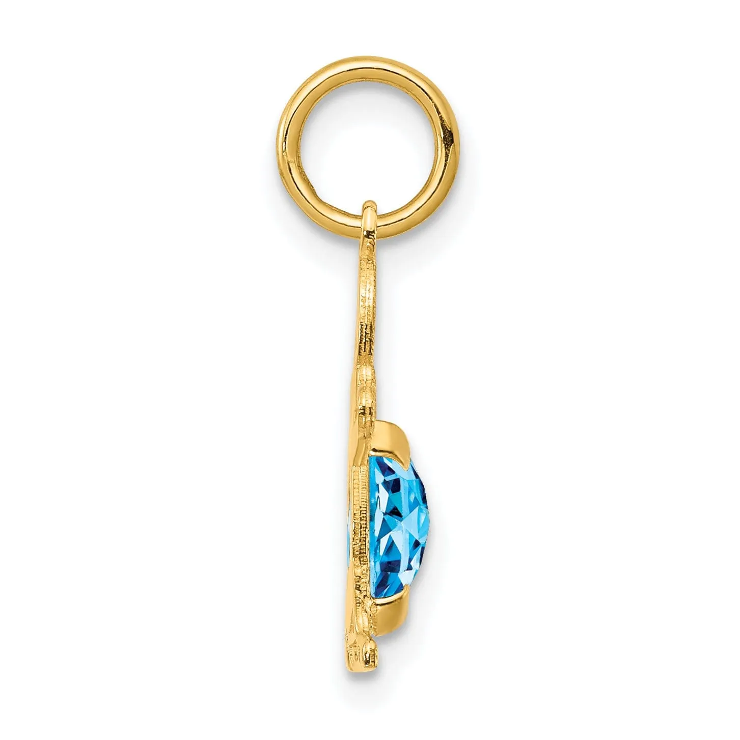 14k Yellow Gold Boy Oval Genuine Blue Topaz