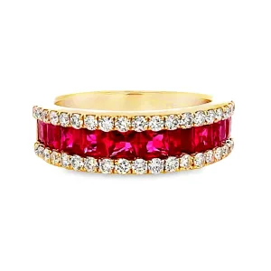 14K Yellow Gold Ruby Diamond Ring