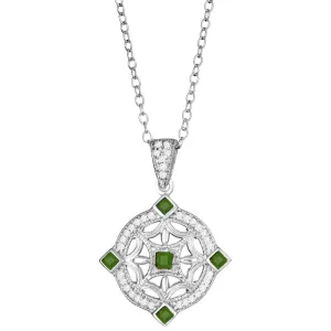 14KW D0.11CT, E0.16CT, 1.5MM EMERALD & DIAMOND PENDANT (121PB2939AED)