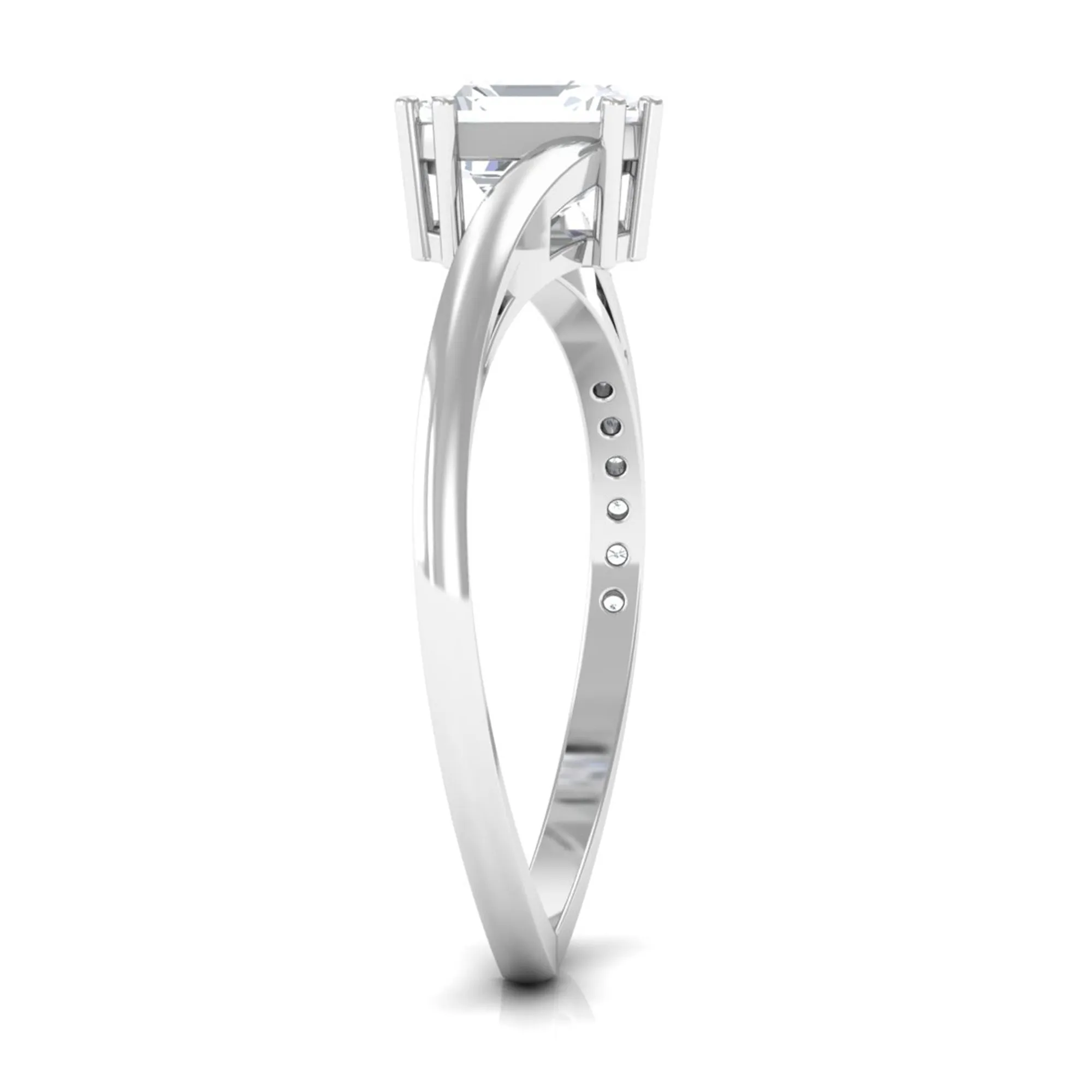 1.75 CT Asscher Cut Solitaire Zircon Bypass Engagement Ring