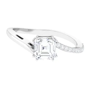 1.75 CT Asscher Cut Solitaire Zircon Bypass Engagement Ring