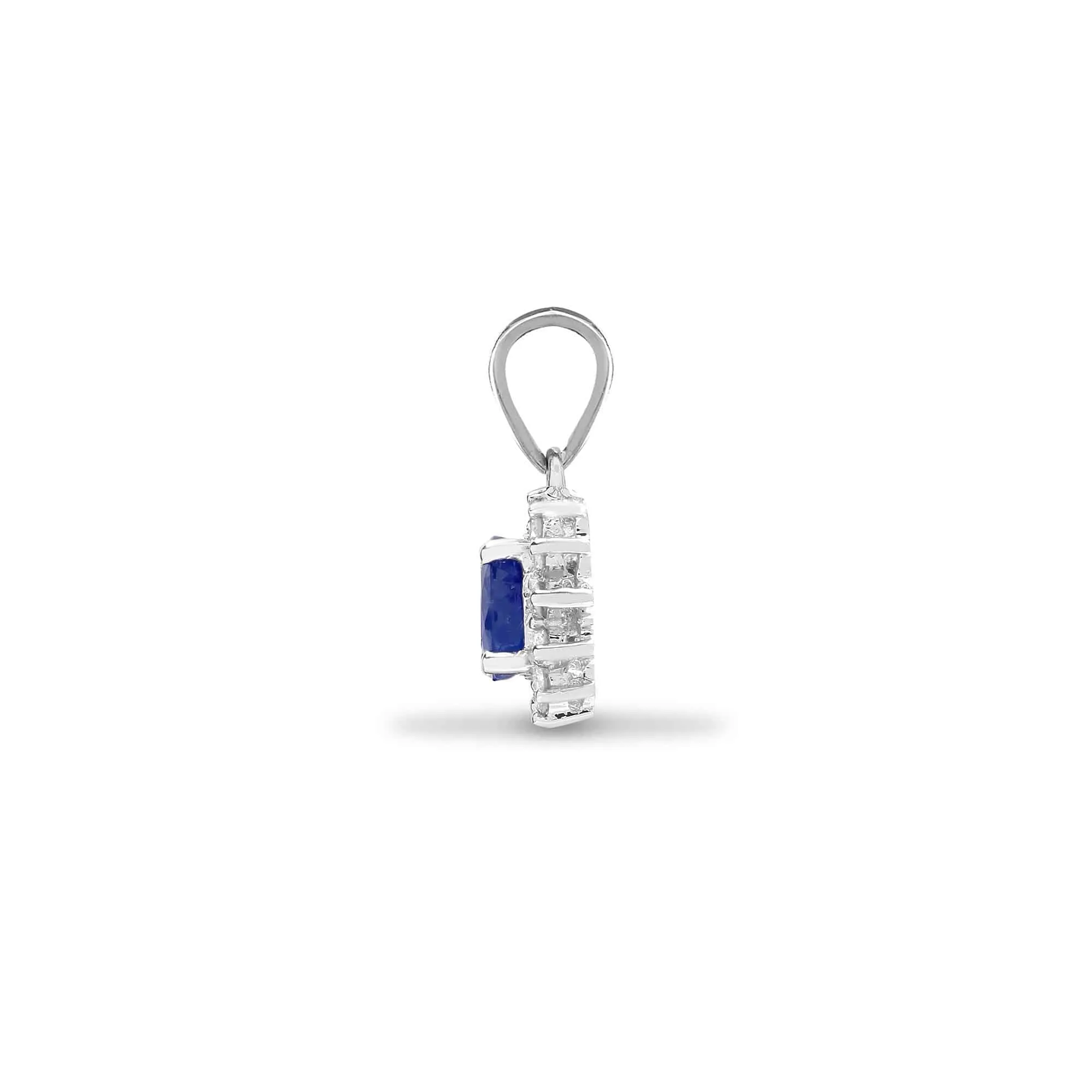 18ct White Gold Diamond And Sapphire Pendant