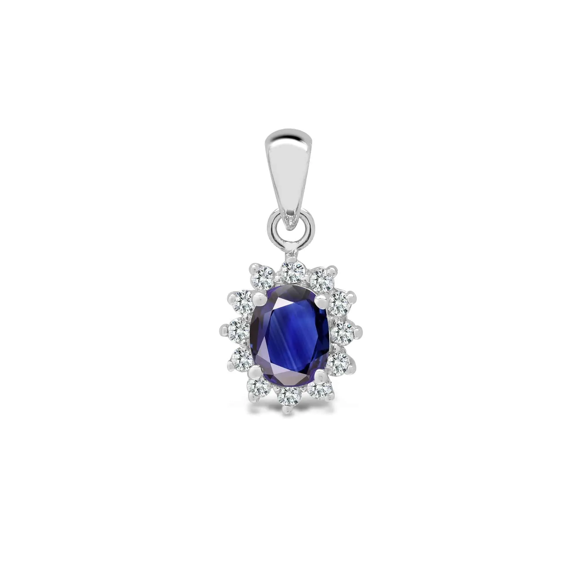 18ct White Gold Diamond And Sapphire Pendant