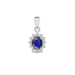 18ct White Gold Diamond And Sapphire Pendant