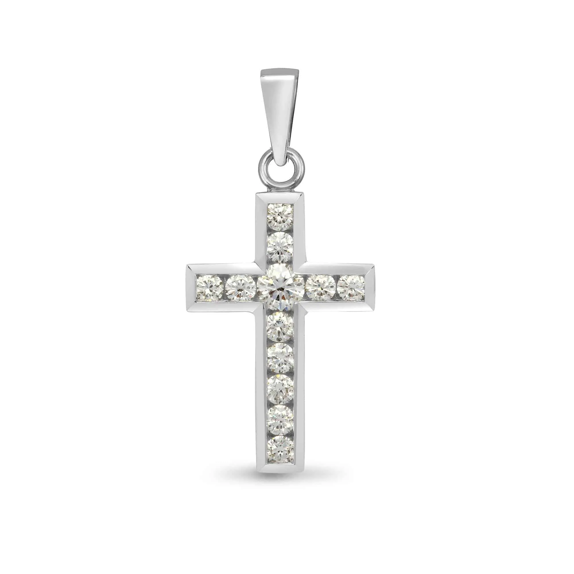 18ct White Gold Diamond Cross