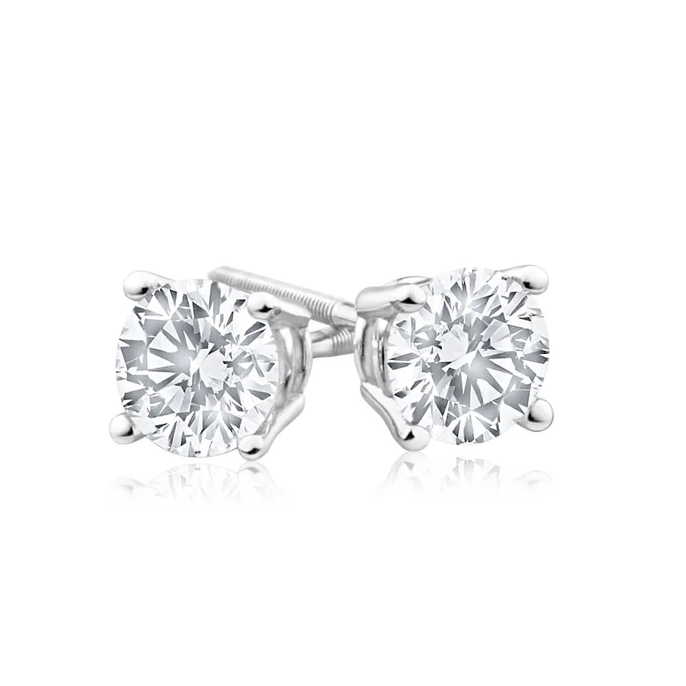 18ct White Gold Stud Earrings With 0.75 Carats Of Diamonds