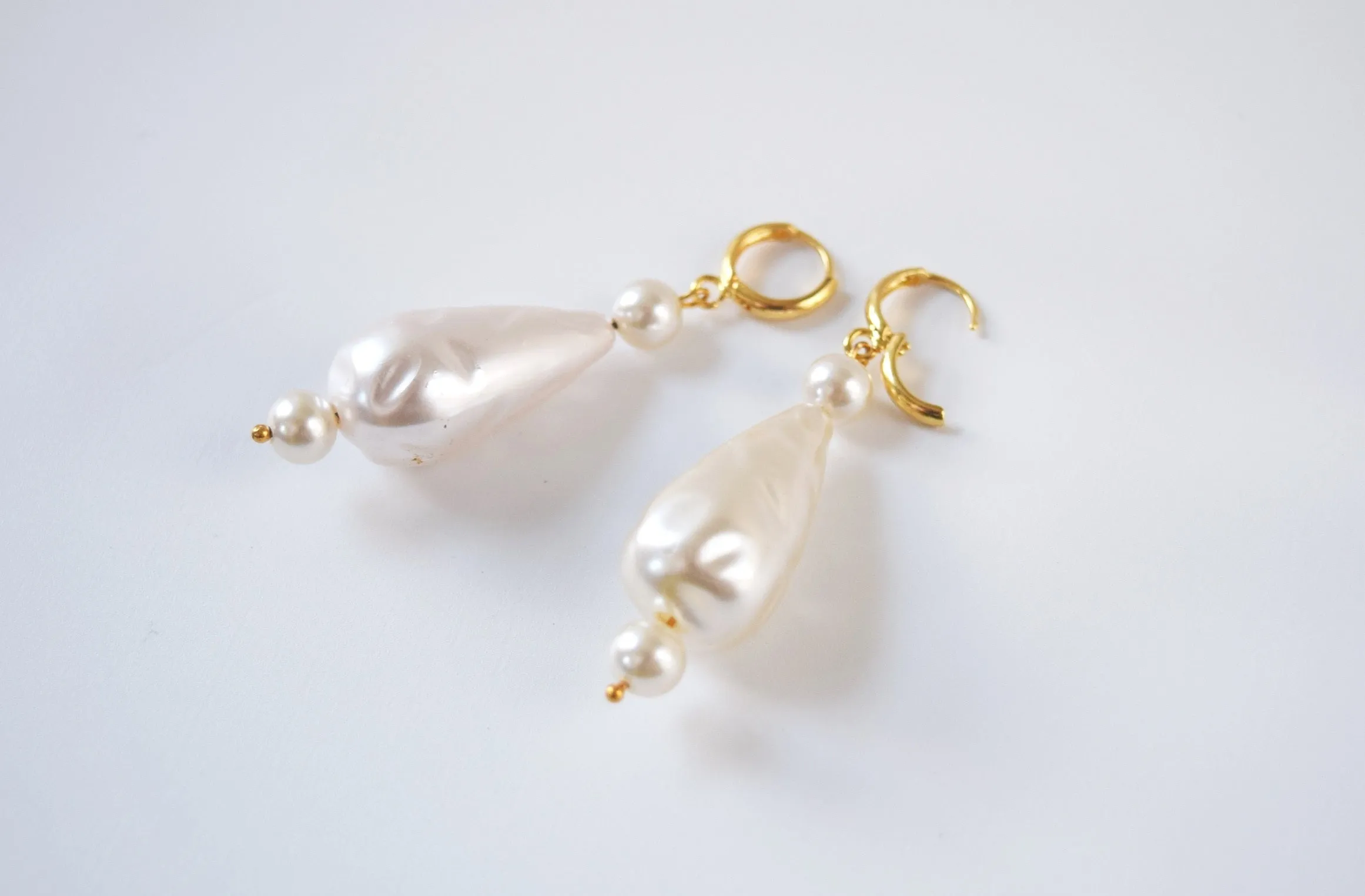 18th Century Large Faux Pearl Dangle Earrings