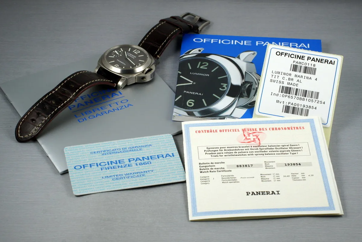 2007 Panerai PAM 118 Marina Titanium with Box and Papers