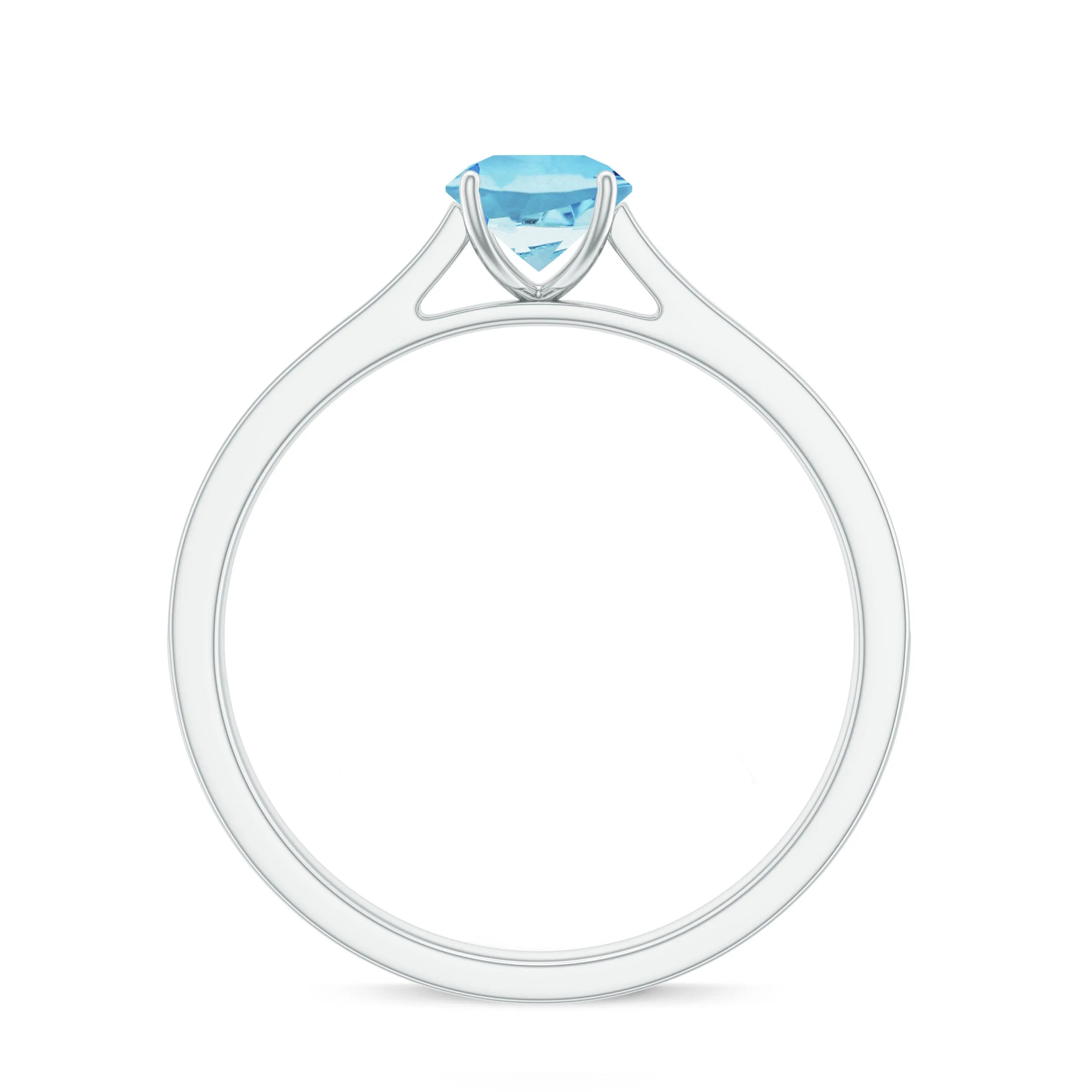 3/4 CT Classic Solitaire Aquamarine Ring with Diamond Side Stones