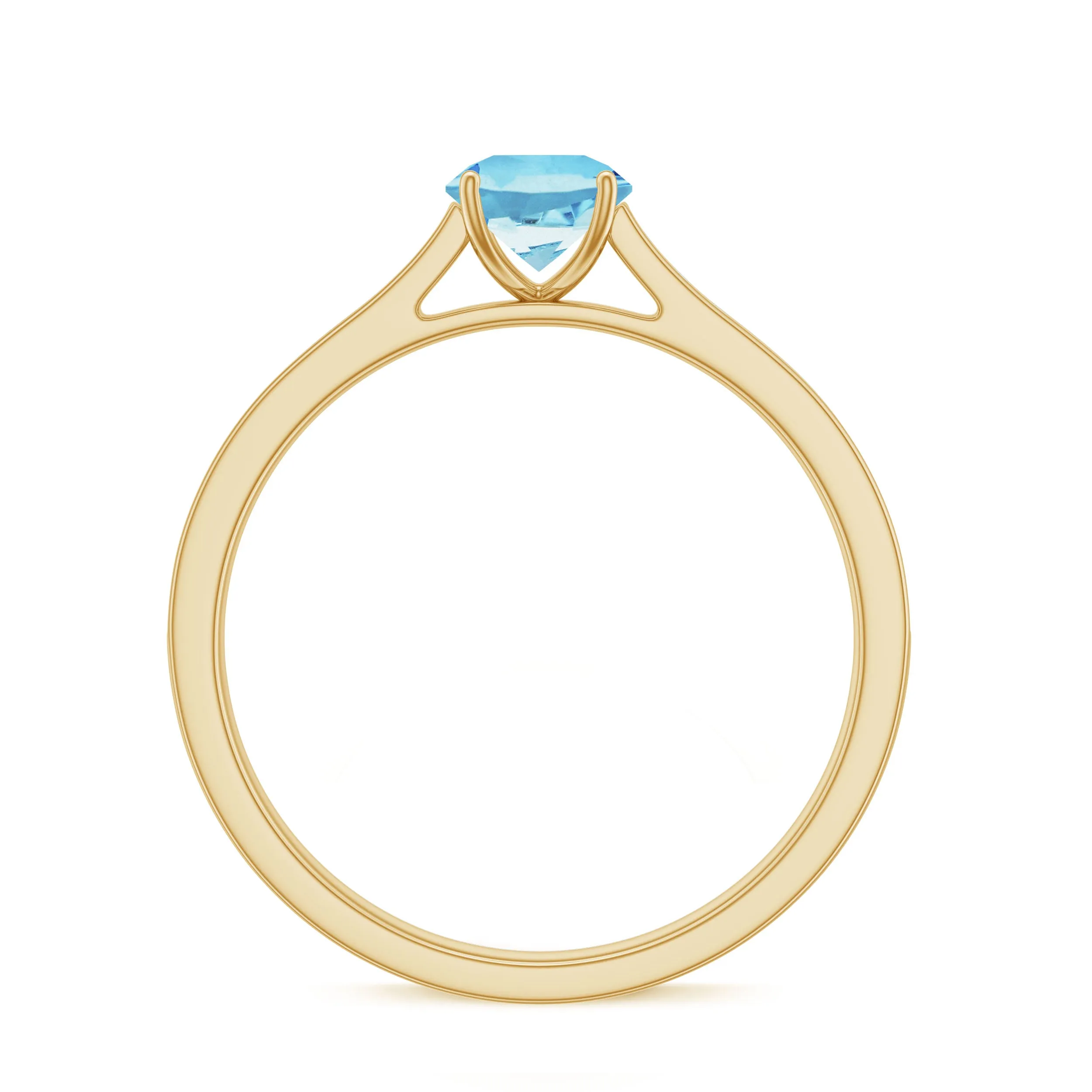 3/4 CT Classic Solitaire Aquamarine Ring with Diamond Side Stones