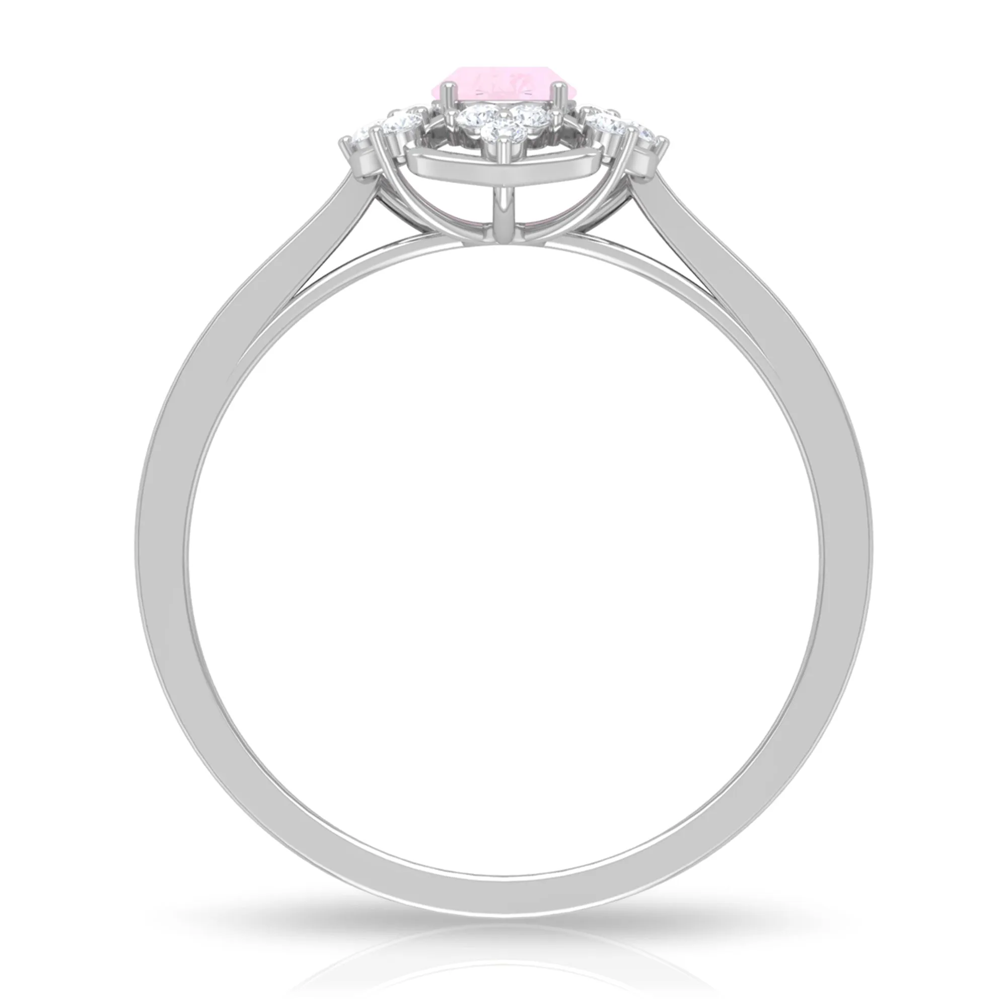 3/4 CT Estate Rose Quartz and Diamond Engagement Ring