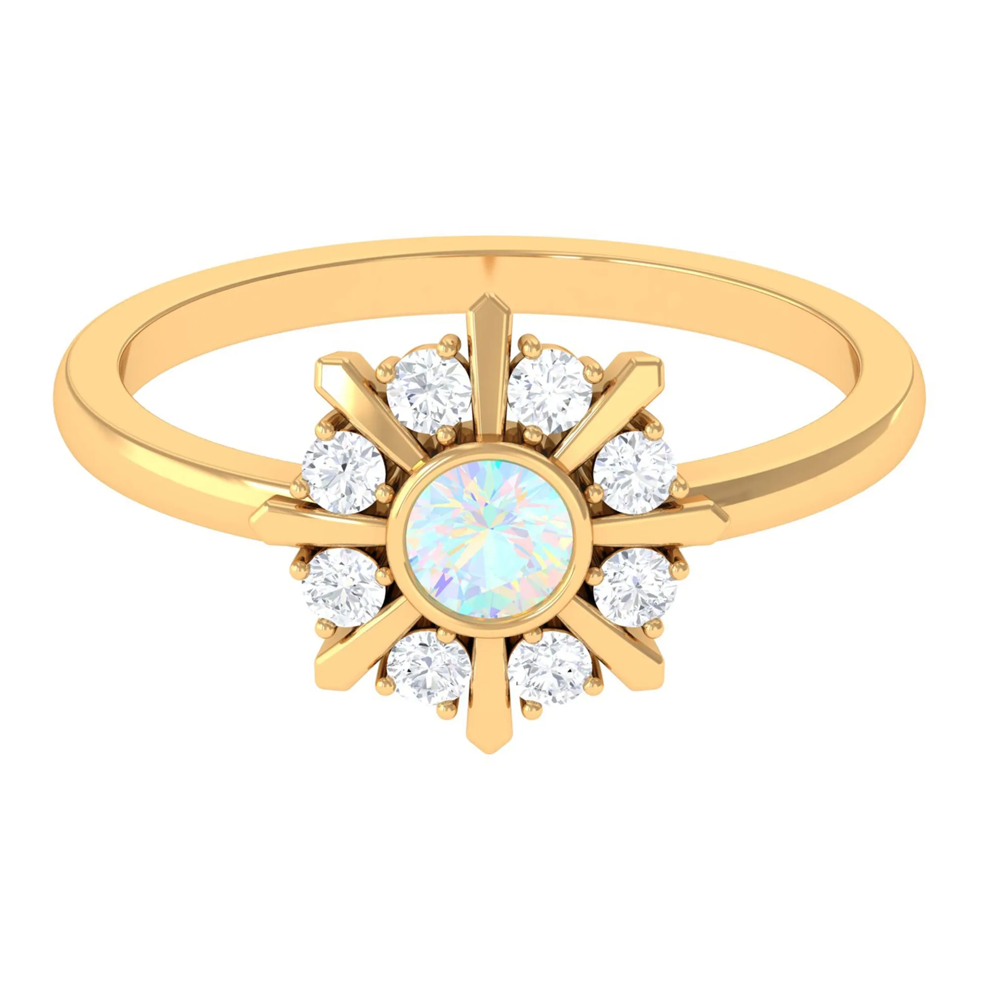 3/4 CT Natural Ethiopian Opal and Diamond Statement Ring