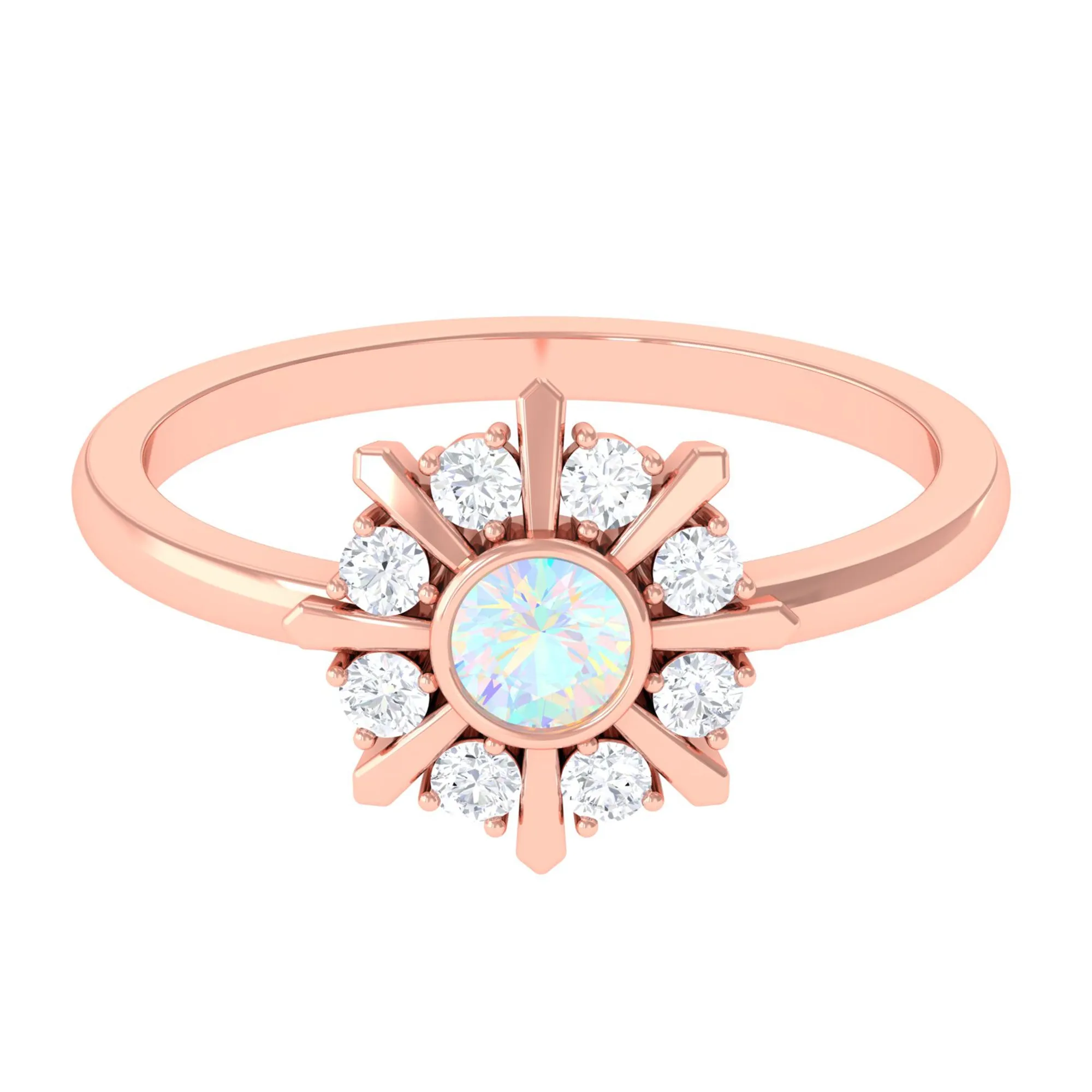 3/4 CT Natural Ethiopian Opal and Diamond Statement Ring