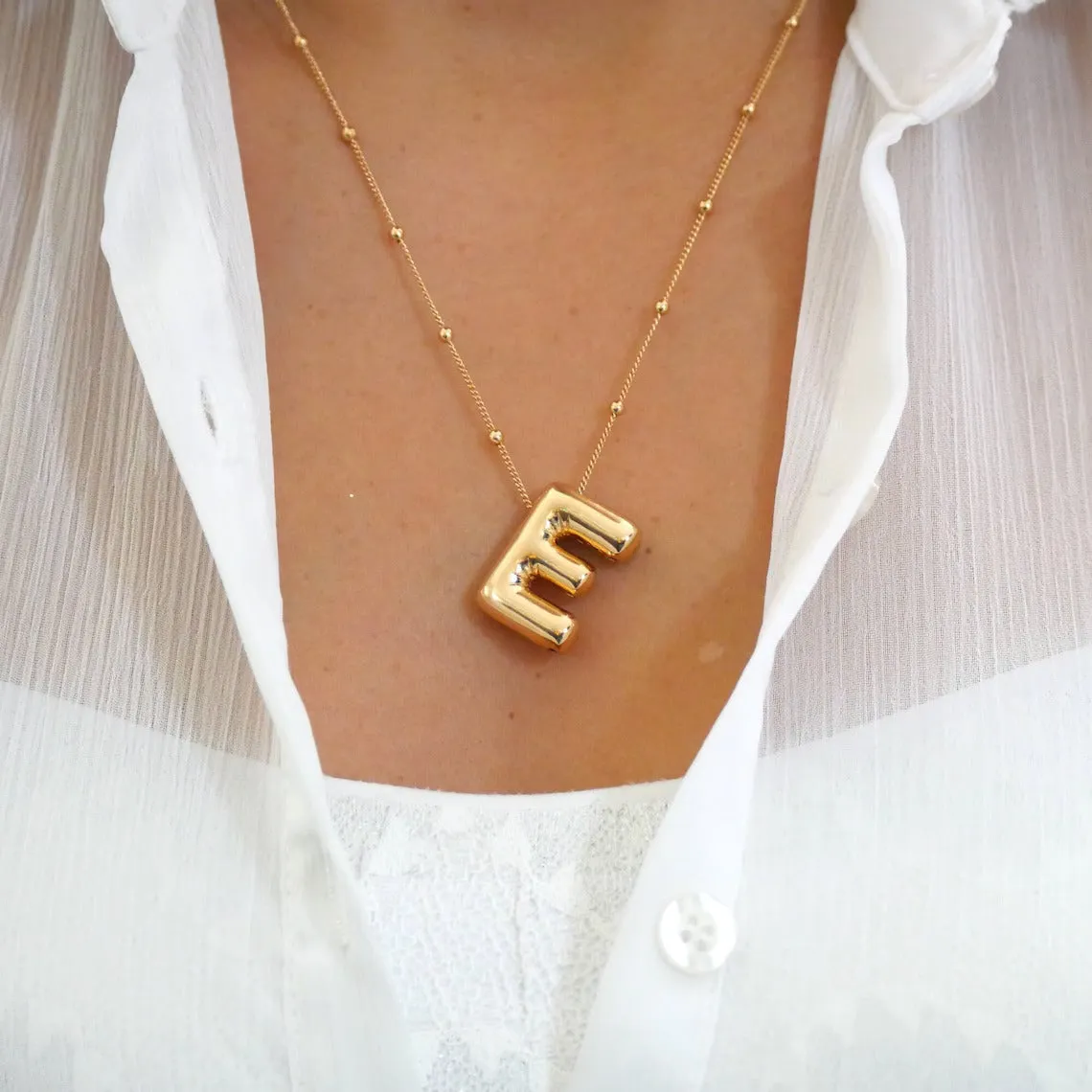 3D Initial Inflated Bubble Letter Necklace