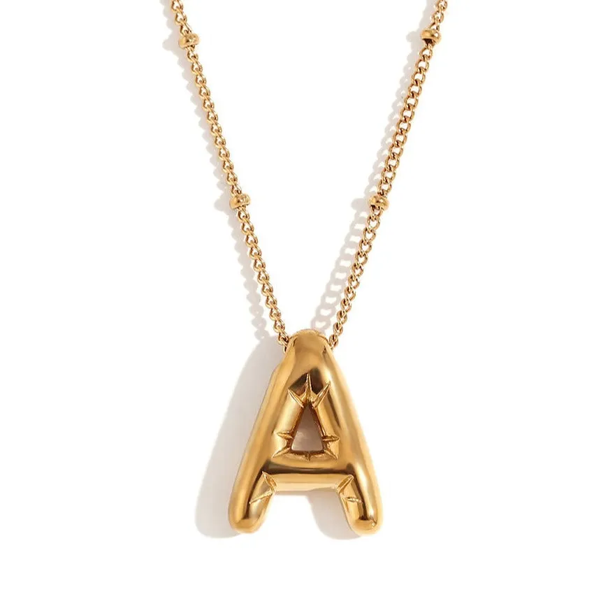 3D Initial Inflated Bubble Letter Necklace