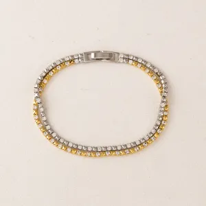 8” Tennis Mixed Metal Double Bracelet