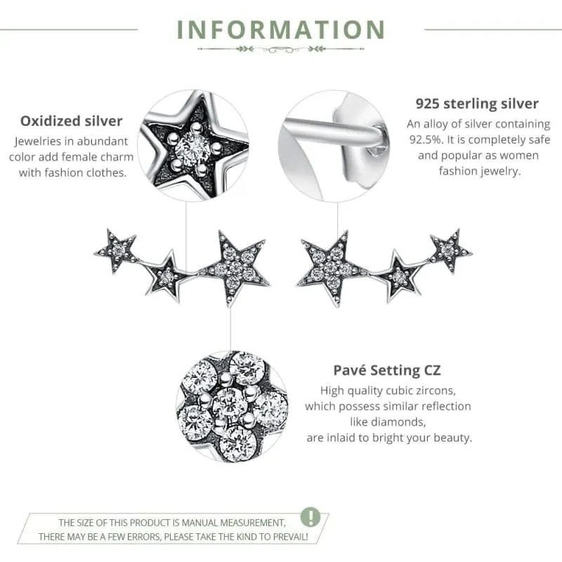 925 Sterling Silver Star Stud Earrings