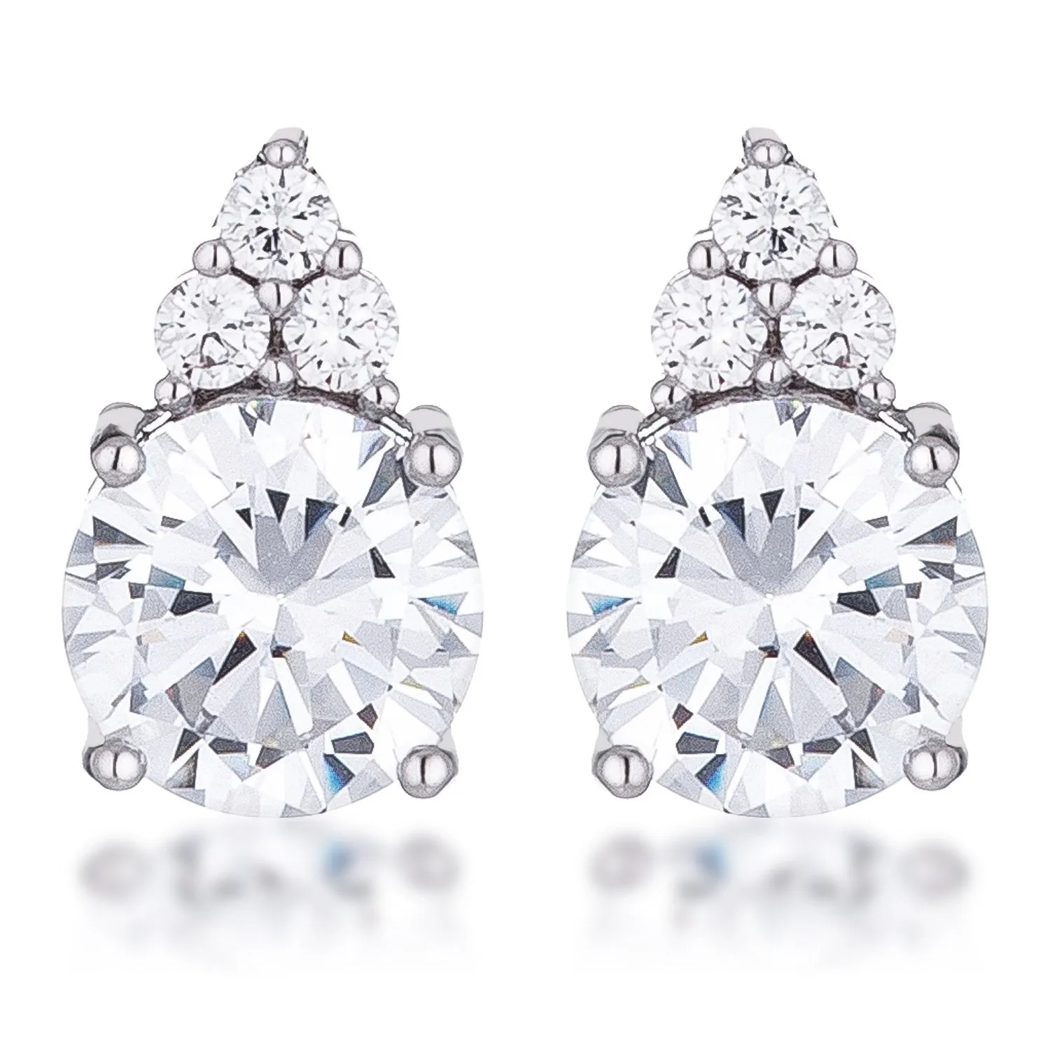 Abigail Simple 9mm Clear Round Stud Earrings | 3.1ct