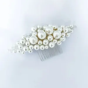 A'el Este - Savannah - Pearl Bridal Comb - Silver