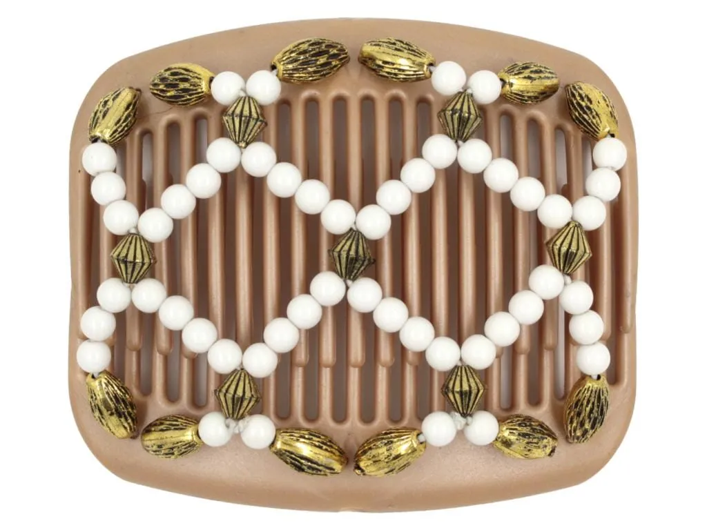 African Butterfly Hair Comb - Ndalena Brown Pearl 01